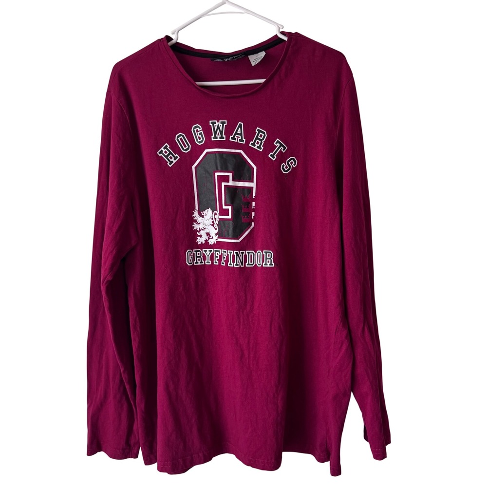 Harry Potter Gryffindor Hogwarts Graphic Long Sleeve Tee Maroon XL A-058